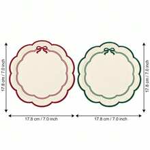 10/20/50pcs Cream Wavy Edge Christmas Paper Plates, Red & Green Bow Border 7 Inch Dinner Plates, Holiday Christmas Party Tableware, Suitable For Christmas Gift Exchange Party, Winter Holiday Party, New Year Celebration - White Background With Red and Green - View 9