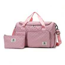 Travel Duffel Bag + Multi Pocket Large Capacity + For Weekend Overnight Gym Trip + Quilted Soft Fabric Handbag With Detachable Shoulder Strap - Multicolor - View 12