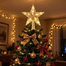 Star-Shaped Christmas Tree Topper Light, Warm White LED Star Topper Light, Transparent Five-Pointed Star Light; Suitable For Holiday Room And Bedroom Decorative Lighting, Perfect For Christmas Tree And Autumn/Winter Indoor Decoration. - Christmas Tree Topper - View 2