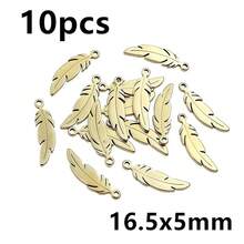 10pcs Stainless Steel Leaf Feather Charms Pendant For Necklace Earring Bracelet DIY Crafts Jewelry Making Accessories Findings - Feather - View 15