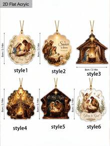 2D Flat Printed Acrylic Religious Blessing Hanging Gift, Suitable For Home, Friends, Holiday Home Decor, Christmas Tree Decoration, Nativity Scene Scripture Pendant, Christmas Tree Wall Hanging Decor, Car Rearview Mirror Religious Decoration - Multicolor - View 4