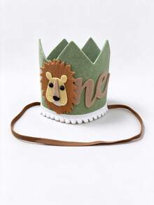 1pc Jungle Lion Theme 1st Birthday Crown Hat - Cute Bear Pattern Felt Animal Hat, Suitable For 1st Birthday Party And Party Decoration - Multicolor - View 10
