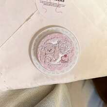 1pc Glitter Pink Cute Bunny Cake Pattern Pop Up Phone Grip, Lace Floral Round Air Cushion Phone Holder, Retractable Foldable Adhesive Phone Stand For Smartphone - Multicolor - View 6