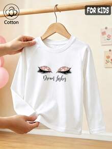 Girls' Cute Printed Long-Sleeve Casual Sports T-Shirt With Set-In Sleeves And A Round Neckline - White - View 11