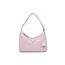 PRADA Re-Edition Women's Solid Color Triangle Logo Canvas Shoulder Bag, Pink - Pink - View 1