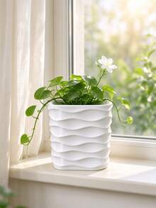 1/4 buah Pot Tanaman Persegi Bergelombang dengan Baki Drainase, Pot Tanaman Minimalis Gaya INS, Wadah Tanaman Meja, Ornamen Dekorasi Rumah, Hadiah yang Bermakna, Tersedia Berbagai Warna - Persegi Bergelombang - View 9