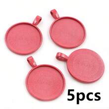 5 buah Alas Liontin Kosong Cocok untuk Cabochon Bulat 25mm, Baki Bezel Liontin, Aksesoris Pembuatan Perhiasan DIY - 25mm - View 16