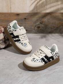 Autumn New Leopard Print Kids Casual Sneakers Colorblock Retro Sports Shoes Hook And Loop Non-Slip Baby Shoes - Beige - View 5