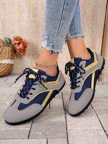 Fashion Colorblock Casual Sports Shoes - Grey - View 3