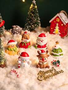 1pc Christmas Decoration Scene Setup Santa Claus Desktop Resin Figurine Small Gift Atmospheric Holiday Present - Multicolor - View 8