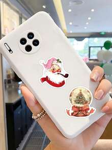 50pcs Pink Christmas Stickers Handbook Laptop Phone Case Luggage Guitar Decorative Stickers - one-size - View 3