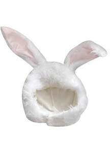 Halloween Cute Plush Bunny Ear Hat White Long-Haired Rabbit Headwear Easter Party Cosplay Photo Prop Warm Headcover - Multicolor - View 8