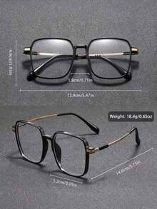 1pc Men Oversized Optical Frame Protection Ultra Light Glasses Office Computer Goggles Clear Glasses Accessories Suitable For Daily Use - Clear - View 5