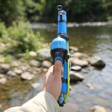 KecchKrezing Compact Casting Lure Fishing Rod Set - Anti-Tangle Closed Reel Performance, Perfect For Freshwater Fish Outdoor Trips - Blue - View 7