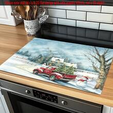 1pc Christmas Diatomaceous Earth Absorbent Mat, Truck Snow Map Pattern, Kitchen Countertop Absorbent Drying Mat, Coffee Machine Mat, Pour-Over Coffee Pot Mat, Dish Drainer Mat, Non-Slip Heat-Resistant Kitchen Mat, Dining Table Mat, Breakfast Mat, Washing Machine Mat, Home Kitchen Dining Table Coffee Shop Bar Decor Mat, Holiday Party Housewarming Gift - Multicolor - View 6