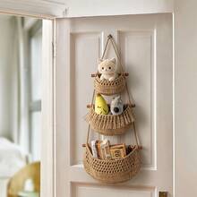 3-Tier Detachable Wall Hanging Woven Basket, Minimalist Nordic Boho Style Storage Basket For Toys, Keys, Glasses - 1pc - View 11