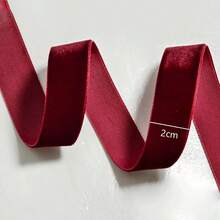 1pc Deep Red Single‑Sided Velvet Ribbon, 10‑50mm Assorted Width, Decorative Ribbon For Jewelry Display, Flower Gift Wrapping, Bow Decoration, Perfect For Valentine's Day, Christmas And New Year Party Home Decor - Multicolor - View 15