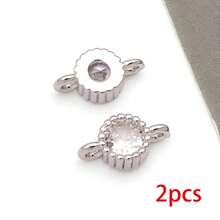 2pcs 18K Gold Plated Round Zirconia Double Loop Connector Charms Crystal Rhinestone Links For DIY Bracelet Necklace Jewelry Making Accessories - Multicolor - View 12