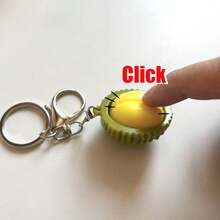 1pc Durian Keychain, Soft Rubber Stress Relief Toy Key Chain, Women's Bag Accessory, Cute Ornament, Graduation Gift, Unisex Adult Finger Key Chain, Press-Type Key Chain, Soothing Emotion Key Chain, Focus Relaxation Pull-Type Key Chain, Finger Pressure Key Chain, Relaxation Key Chain, - Multicolor - View 2