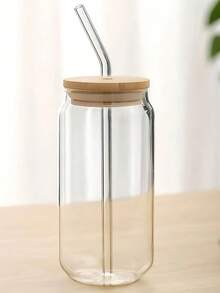 Botol Minum Sedotan Kaca dengan Tutup, Botol Minuman Isi Ulang untuk Pria dan Wanita, Gelas Transparan Portabel untuk Rumah, Dapur, Ruang Tamu, Dalam Ruangan, Kerja, Kelas, Asrama, Luar Ruangan, Hadiah Ulang Tahun, Kembali ke Sekolah, Aksesori Penting untuk Kopi dan Jus - MultiWarna - View 2
