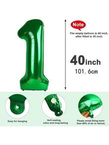 1pc Extra Large 40" Green Number Foil Balloon For Birthday & Anniversary Party Decorations - Green - View 2