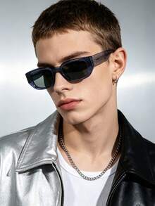 1 PC Men's Narrow Frame Rectangle Fashion Glasses Lightweight PC Material Casual And Versatile Style For Daily Outing Commute With Glasses Box - Multicolor - View 2
