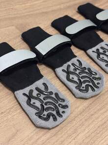 4pcs Double-Sided Non-Slip Dog Socks, Prevent Licking And Biting Hardwood Floors, Strong Grip, Paw Protection, Anti-Scratch Warm Wear-Resistant Dog Socks - Black - View 8