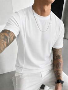 Men's Summer Fashion Versatile Special Design Crew Neck Short Sleeve T-Shirt - White - View 2
