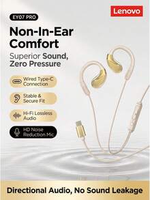 Lenovo Erazer EY07 Pro earphone kabel over-ear | Driver dinamis 13mm untuk kualitas suara HiFi + mikrofon peredam bising definisi tinggi, tetap terpasang bahkan saat berolahraga berat, Type-C/3.5mm universal untuk komputer, ponsel, dan tablet. - View 13