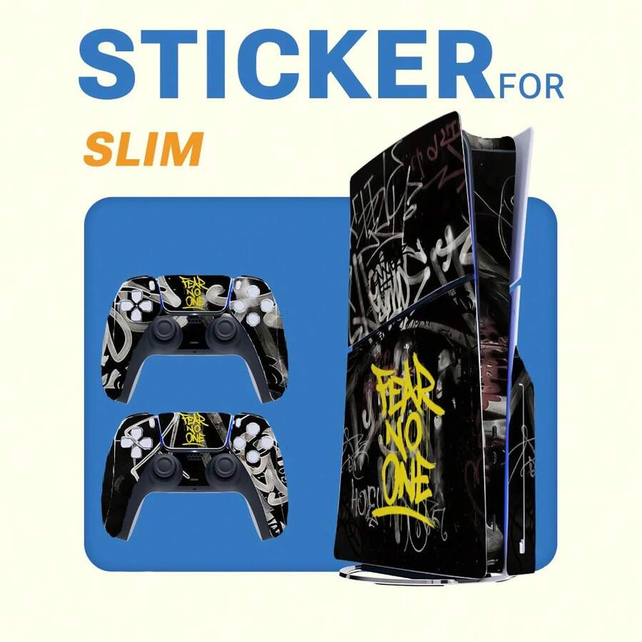 1 Set Waterproof Scratch-Resistant Printed Pattern Skin Stickers For Slim Game Console And Controller Personalized Decorative Protective Film - Multicolor - View 1