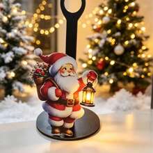 Christmas Desktop Paper Towel Holder, Santa Claus Lantern Design Kitchen Paper Towel Stand, Christmas Party Decoration Ornament - B-Black - View 6