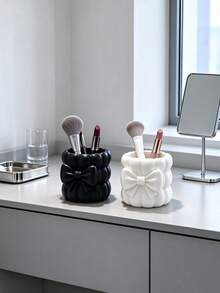 Creative 3D Printed Wave Bow Storage Tube, 3D Bubble Design With Delicate Texture, Sturdy And Durable, Can Store Makeup Tools And Pens, Multiple Colors Available, Suitable For Vanity And Desk, Cute Niche Gift Item - Multicolor - View 6