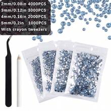 Light Blue/Light Green/Lemon Yellow Mixed Size Resin Rhinestones 2-5mm, Suitable For Denim Jackets, Storage Bags, High Heels And Hair Clips Decoration, DIY Phone Cases, Keychains And Doll Embellishments - Light Blue - View 9