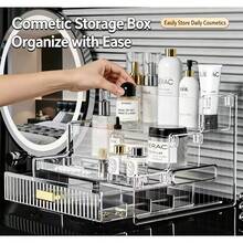1pc 3‑Tier Drawer‑Style Desktop Storage Box,Multifunctional Vanity Organizer&Vanity Decor,Desk Organizer,Drawer Organizer For Organizers Storage,For Earrings,Lipsticks&Small Trinkets,Ideal For Bedroom Dresser,Dorm,Home Desk And Office Study Organizer - Multicolor - View 1