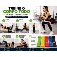 Kit 5 Faixas Elásticas Para Exercícios Treino Força Multifuncional Yoga Fisioterapia e Treino - Multicolorido - Visão 4