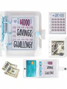 Savings Binder, 1000 Dollar Challenge Savings Binder Envelopes, Reusable Budget Planner With Cash Envelopes, Frosted Cover, Cash Savings Organizer, Perfect Holiday Gift, Back To School Essential - Multicolor - View 4