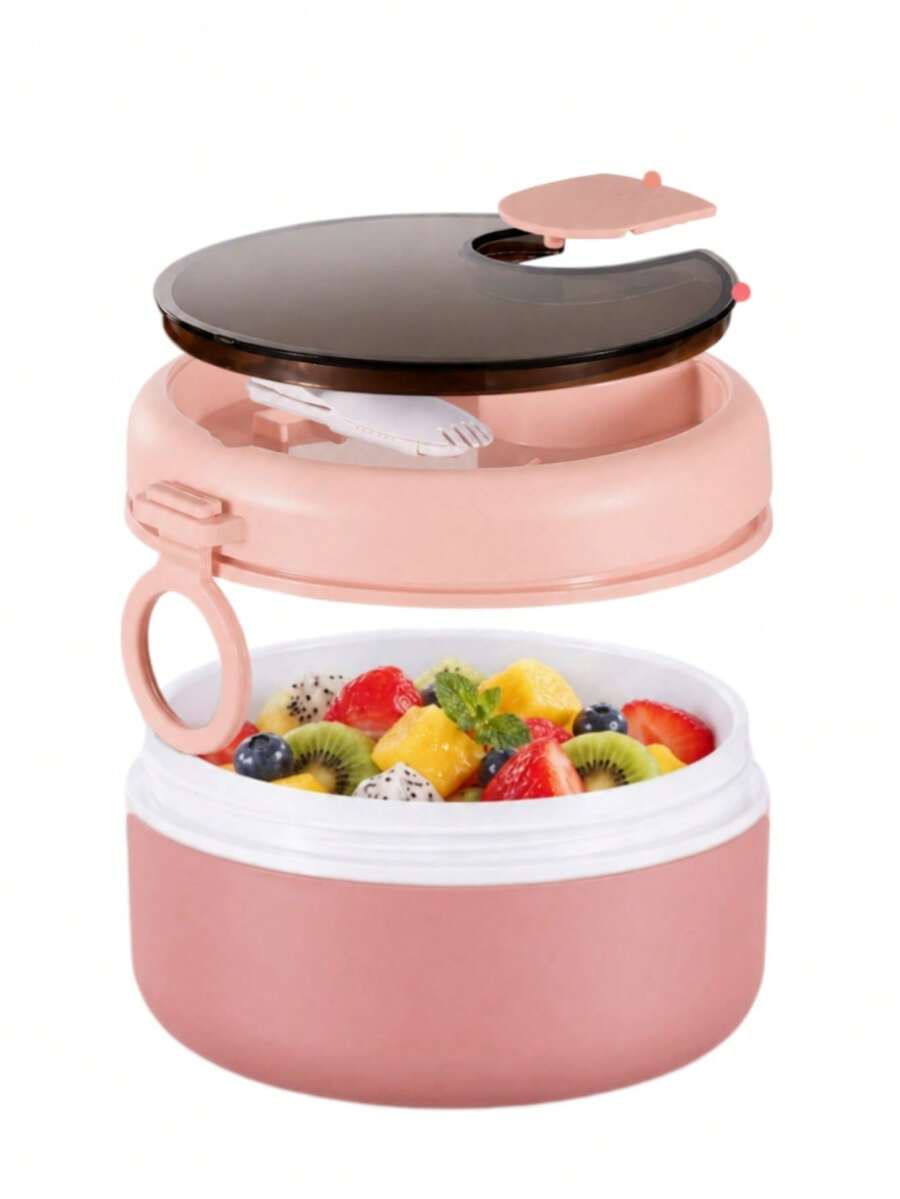 1pc Leak-Proof Lunch Box With Handle, Insulated Food Container, Suitable For Bento Box, Leak-Proof Insulated Soup Cup, Lunch Box - Camping, Picnic, Outdoor, Office, Travel, School, Modern Lunch Box, Suitable For Office Workers - Multicolor - View 1