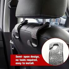 2pcs Shiny Car Headrest Hooks For Women Girls, 4pcs Car Back Seat Hooks For Wallet, Bag, Purse, Grocery (Silver) - A - View 7