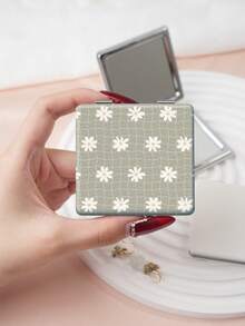 1PC Millennium Y2K Series Portable Vanity Mirror, Foldable Lightweight Ultra-Thin Convenient Hand Mirror, PU Leather, Suitable For Multiple Scenarios And All People, Foldable Small Square Mirror, Pocket Mirror, Cartoon Heart Plaid Floral Print Pattern Design, Exquisite Handheld 180° Flip Cover Multi-Function Mini Mirror Compact Mirror Mirrors, Daily Holiday Birthday Valentine's Day Mother's Day - Multicolor - View 8