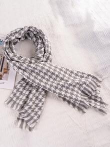 Syal Rajut Motif Houndstooth untuk Wanita, Syal Gaya Korea Serbaguna dan Hangat untuk Musim Gugur/Dingin, Cocok untuk Pelajar - MultiWarna - View 10