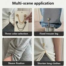 2pcs Camellia Magnetic Chain Clothes Fastener, No Punch Sleeve Shortening Buckle, Pants Leg Anti-Dragging Fixed Clip, Reusable Clothing Decorative Magnet Clips For Shirt Jeans - Multicolor - View 11