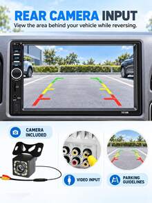 7 "Double Din Car Stereo, Touchscreen Car MP5 Player With Apple CarPlay&Android Auto, Bluetooth, FM Radio, USB/AUX, Universal 2 Din Car Multimedia Receiver, 7018B, Car Video DVD Player(Without Battery) - Mp5 - View 3