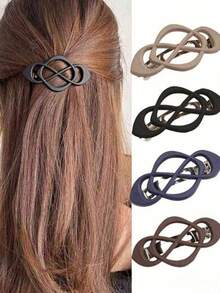 1pc Women's Black, Khaki, Blue, Brown Plastic Multifunctional Hair Clip, Suitable For Bathing, Washing Face, And Matching Clothes - Multicolor - View 1