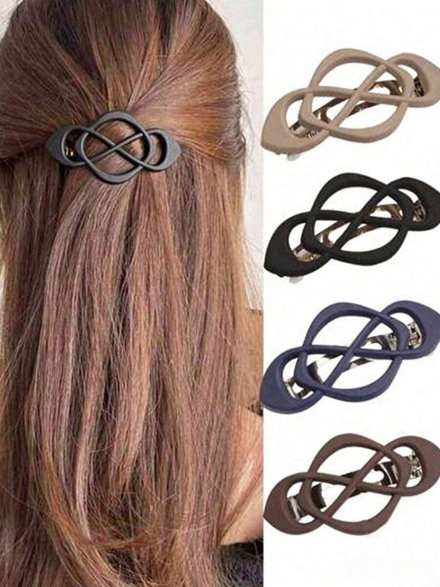 1pc Women's Black, Khaki, Blue, Brown Plastic Multifunctional Hair Clip, Suitable For Bathing, Washing Face, And Matching Clothes - Multicolor - View 1
