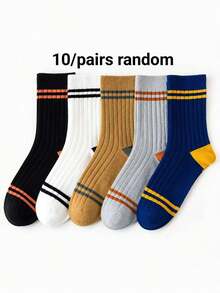 Men's Long Socks, Versatile Mid-Calf INS Style Sports Basketball Socks, Spring/Autumn, Odor-Resistant, Gift - Multicolor - View 7