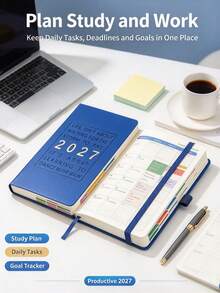 1pc 2027 Planner, 7 Colors Available, A5 PU Leather Cover, Daily Planning & Goal Tracking, Suitable For Study & Office - Multi-color - View 6