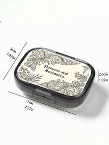 "Poisons And Antidotes" Printed Pill Box, Vintage European Style Pill Box, Portable Pill Storage, Convenient Medication Storage Box, Travel Pill Box, Dispenser Box, Portable Jewelry And Pill Box, Travel Pill Box, Large Capacity Compartments, Weekly Medication Organizer, Back To School Season, Back To School Gift, Christmas Gift, Halloween Gift - Multicolor - View 10