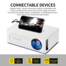M200 Mini Projector, 50 ANSI Lumens Wired Screen Mirroring Model, Native 240P Supports 1080P Video Playback, Christmas Happy Gift Home Theater, Compatible With HD, USB, AV, Laptop - Porcelain White - 1080P HD Version - View 5