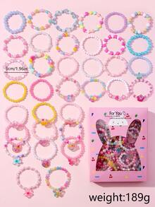 35pcs Girls Colorful Beaded Bracelet Gift Set Random Color Children Party Birthday Gift - Multicolor - View 4