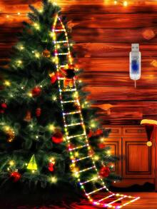59.06IN Christmas Ladder Light, USB Powered LED Christmas Candy Ladder Light, Decorative Ladder Light, USB Powered, Suitable For Home, Porch, Window, Wall, Christmas Tree Outdoor Indoor Decoration, Christmas Holiday String Lights Pendant, Santa Claus Climbing Ladder Light Decoration, Yard Lawn Holiday Decoration Atmosphere Light, Porch Hallway Landscape Light Wall Lamp - Christmas Ladder Lights - View 5